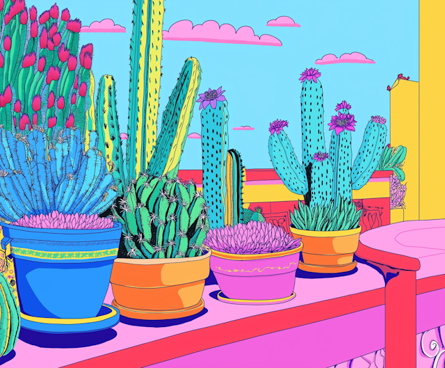 Vibrant Cacti Illustration