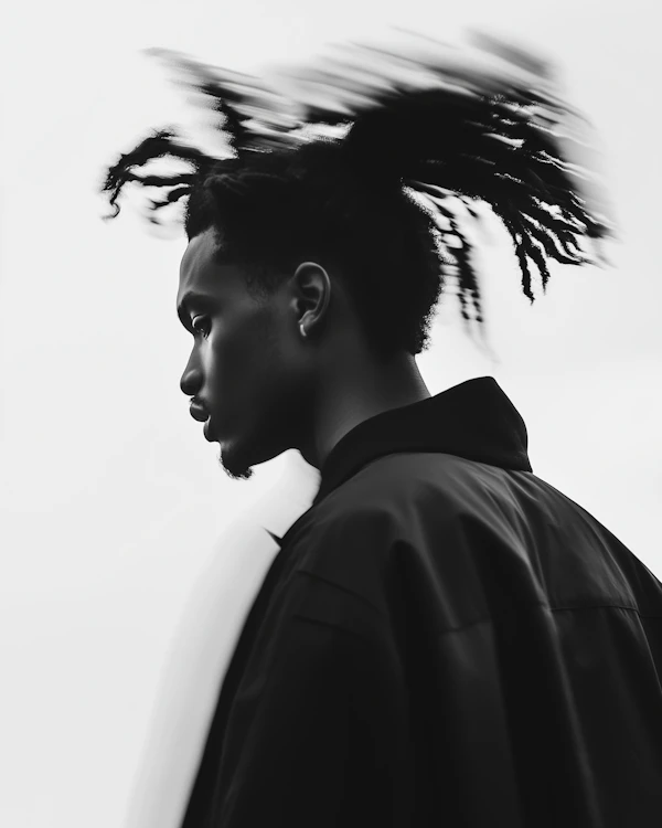 Dynamic Black-and-White Portrait