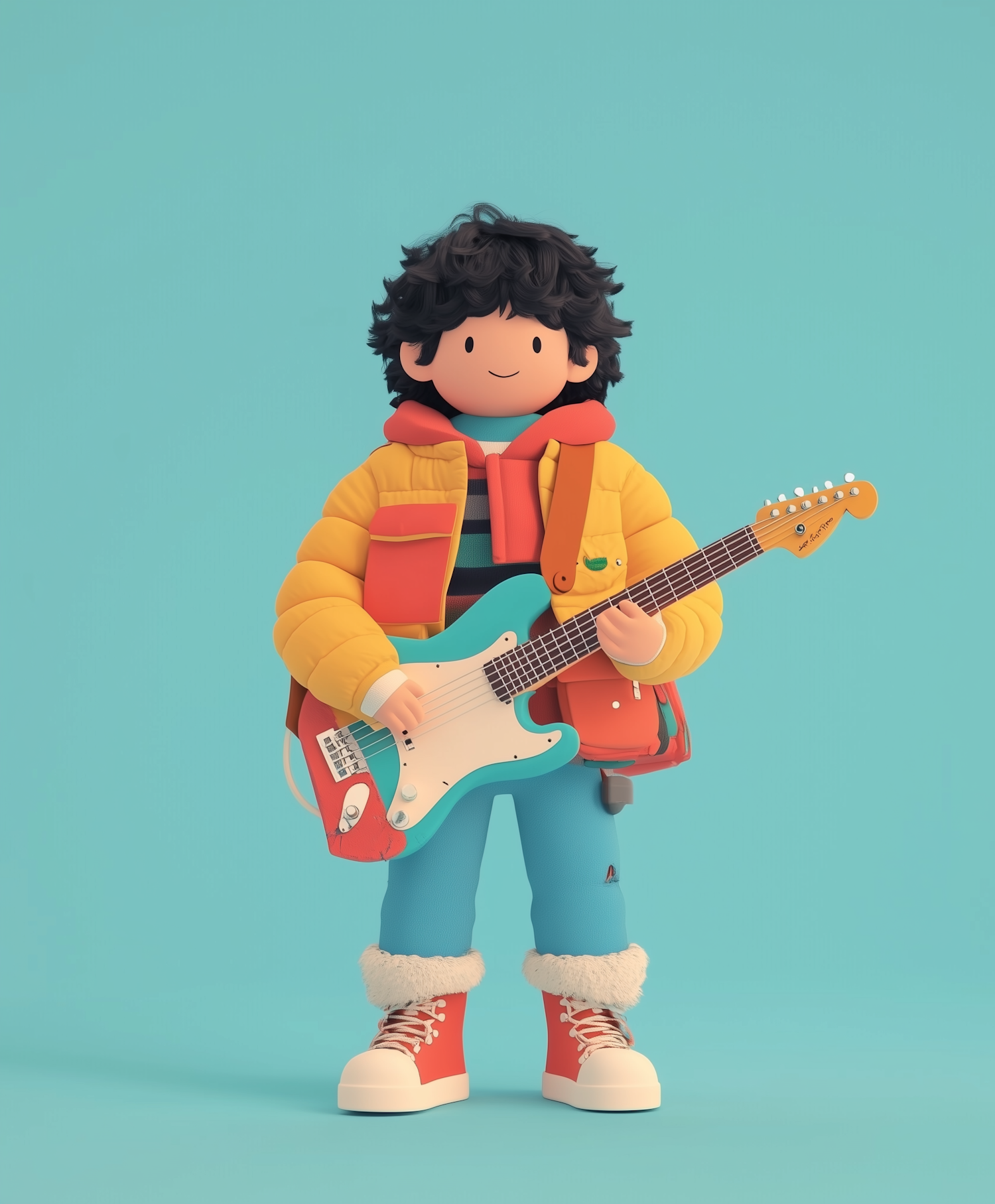 Cartoon Character with Electric Guitar