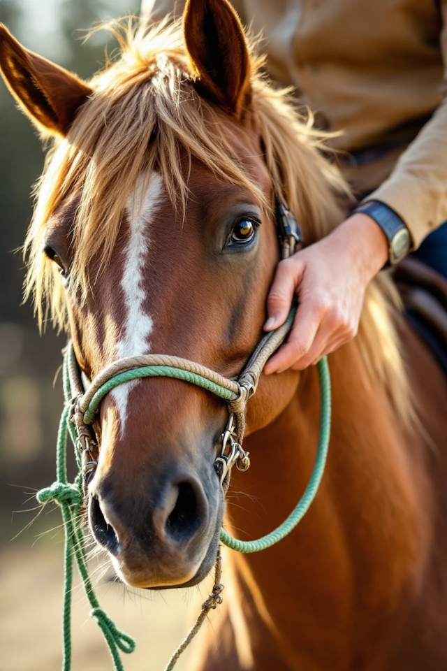 Close-up of Horse and Handler