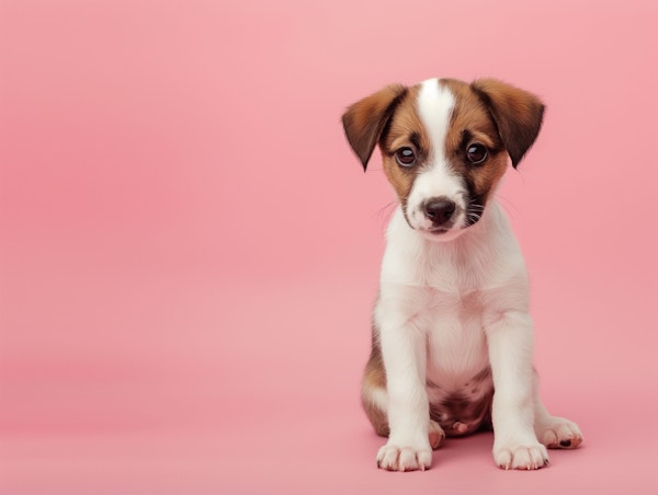 Adorable Jack Russell Puppy on Pink