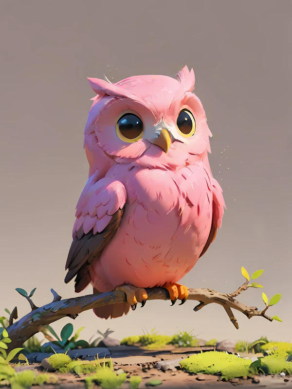 Pink Owl Illustration