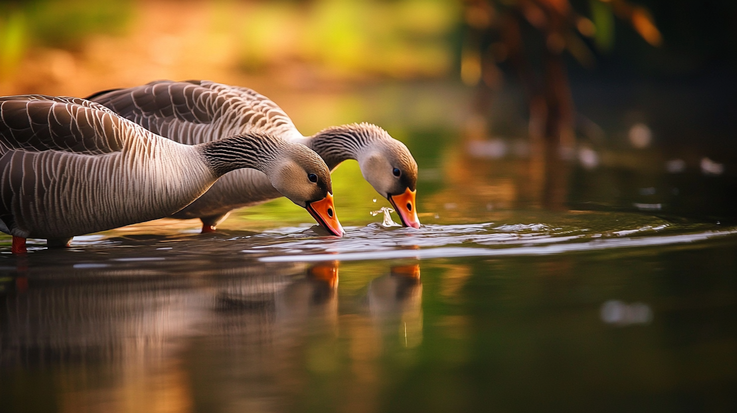 Tranquil Geese by the Water