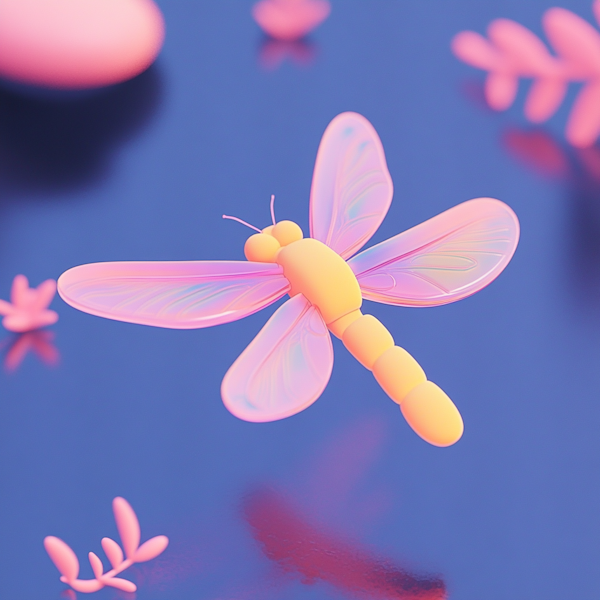 Stylized 3D Dragonfly Art