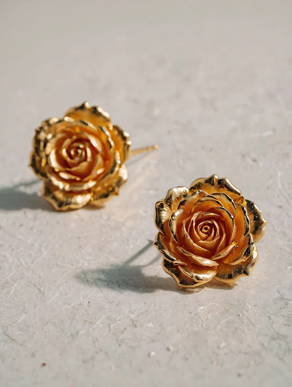 Gold Rose Earrings