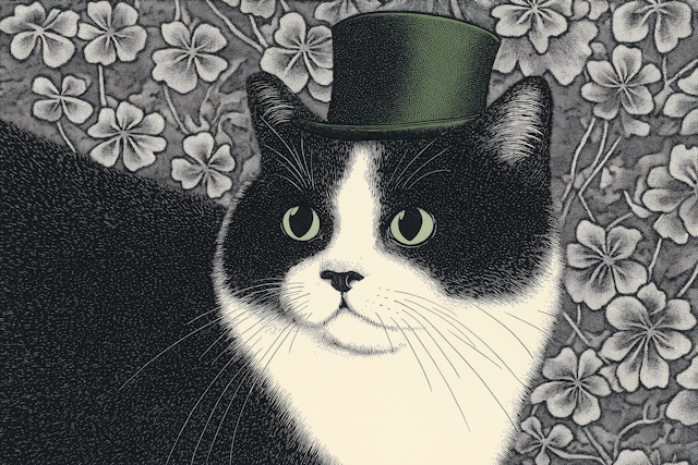 Cat with Green Top Hat