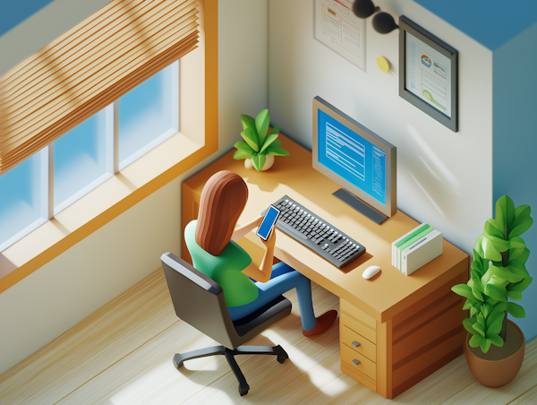 Stylish Home Office 3D Illustration