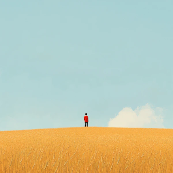 Solitary Figure in Wheat Field