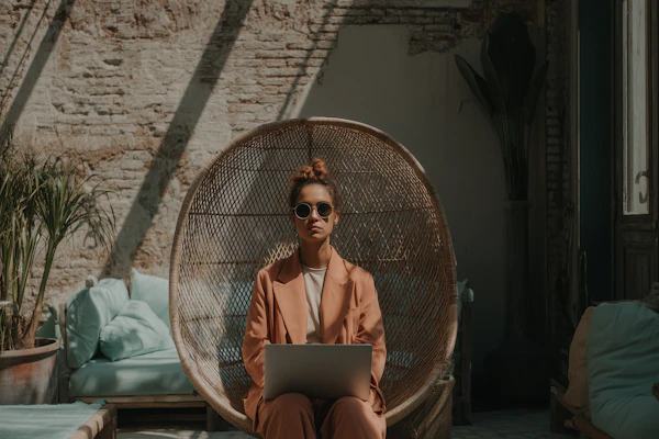Stylish Woman with Laptop