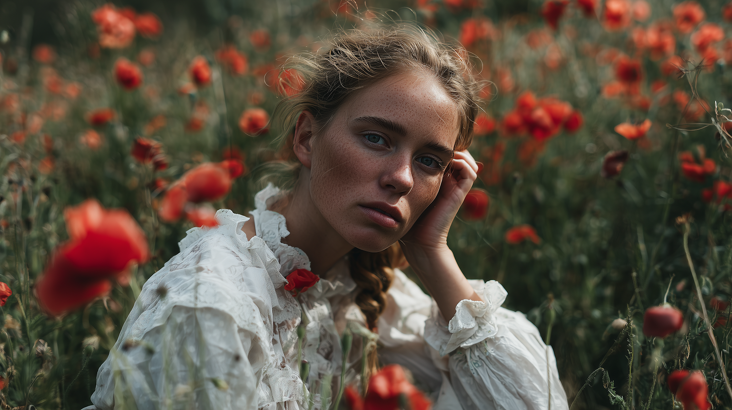 Woman in Poppy Field