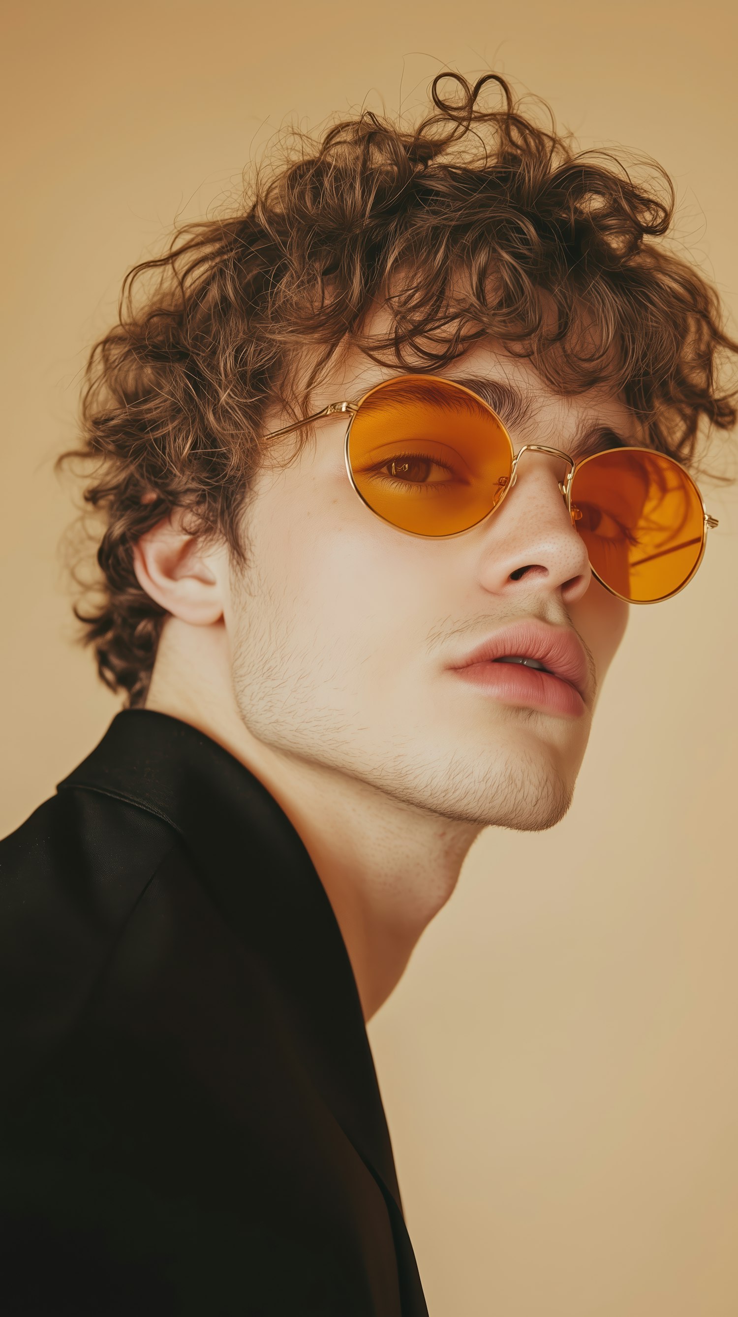 Stylish Portrait with Orange-Tinted Sunglasses