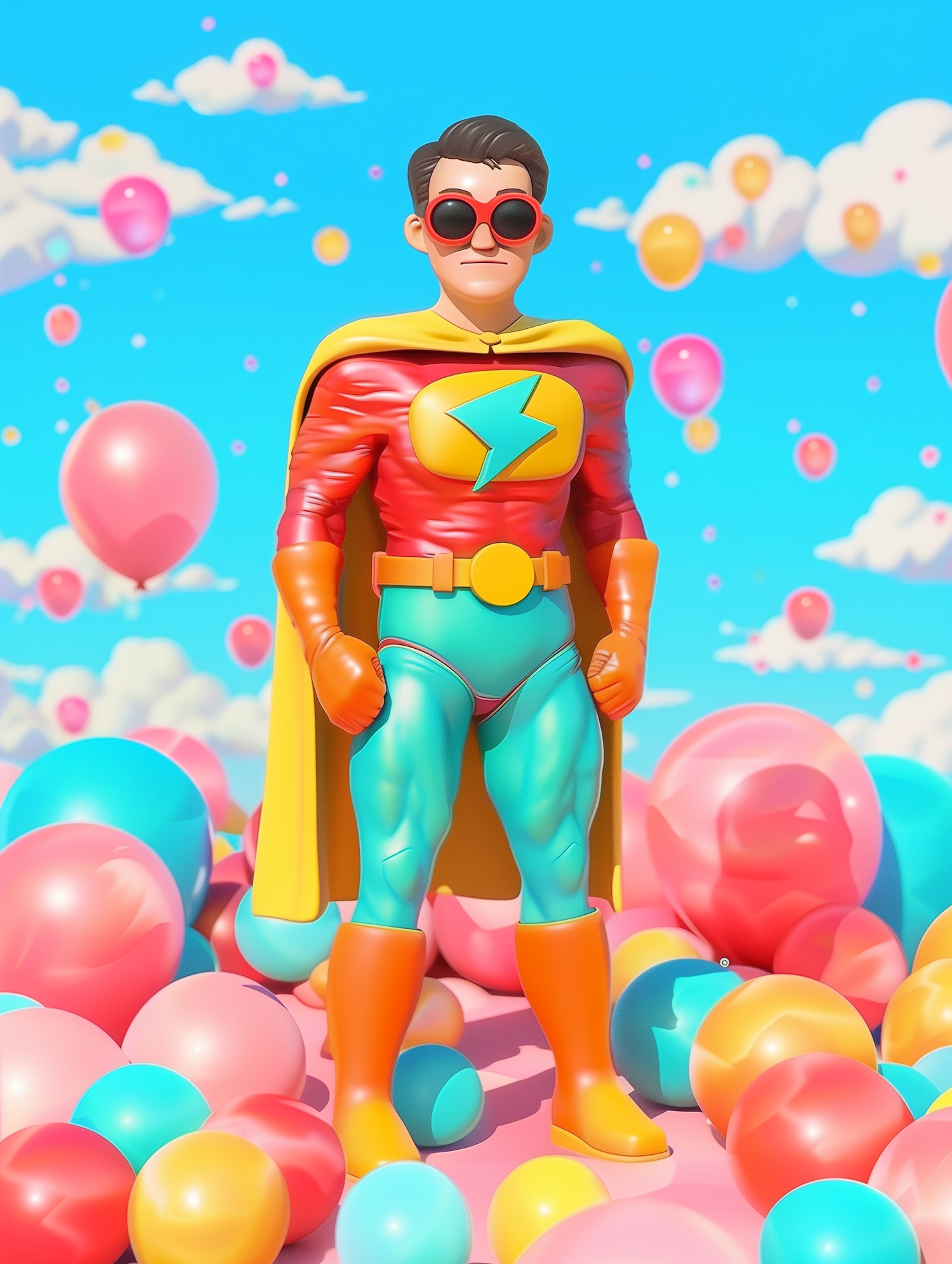 Superhero Among Balloons