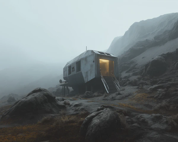 Futuristic Cabin Landscape
