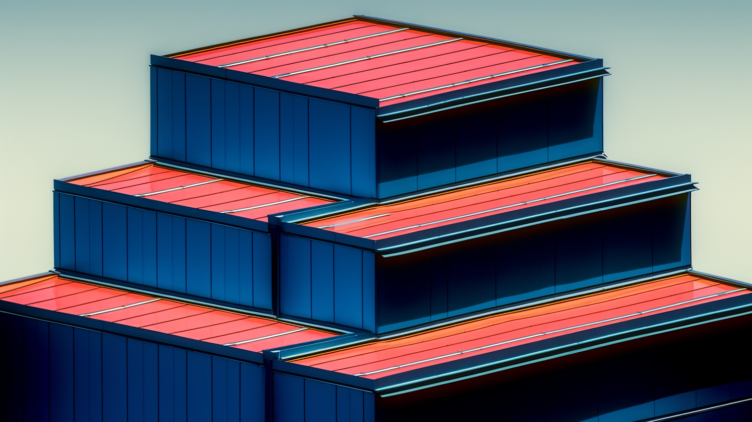 Geometric Modernity: Blue & Coral Angular Complex