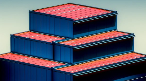 Geometric Modernity: Blue & Coral Angular Complex