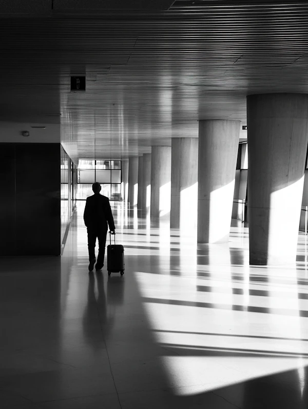 Traveler in Corridor