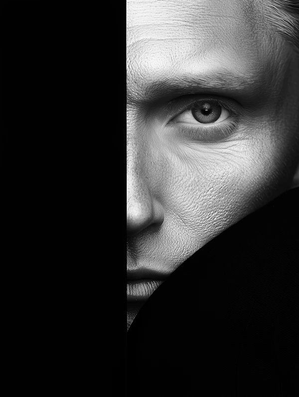 Mysterious Half-Face Portrait