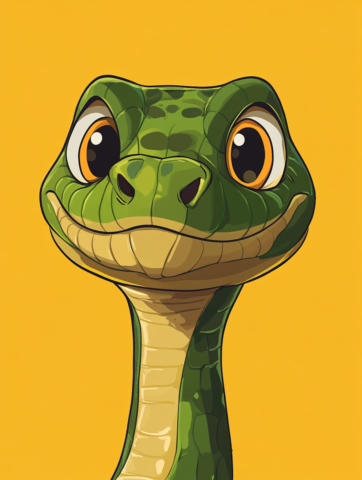 Cartoon Snake with Expressive Eyes