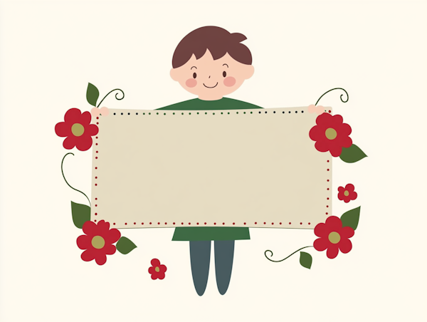 Child with Sign Illustration