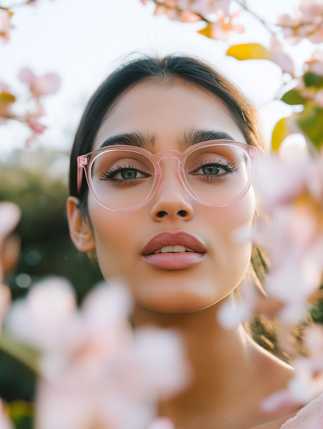 Serene Woman with Pink Glasses