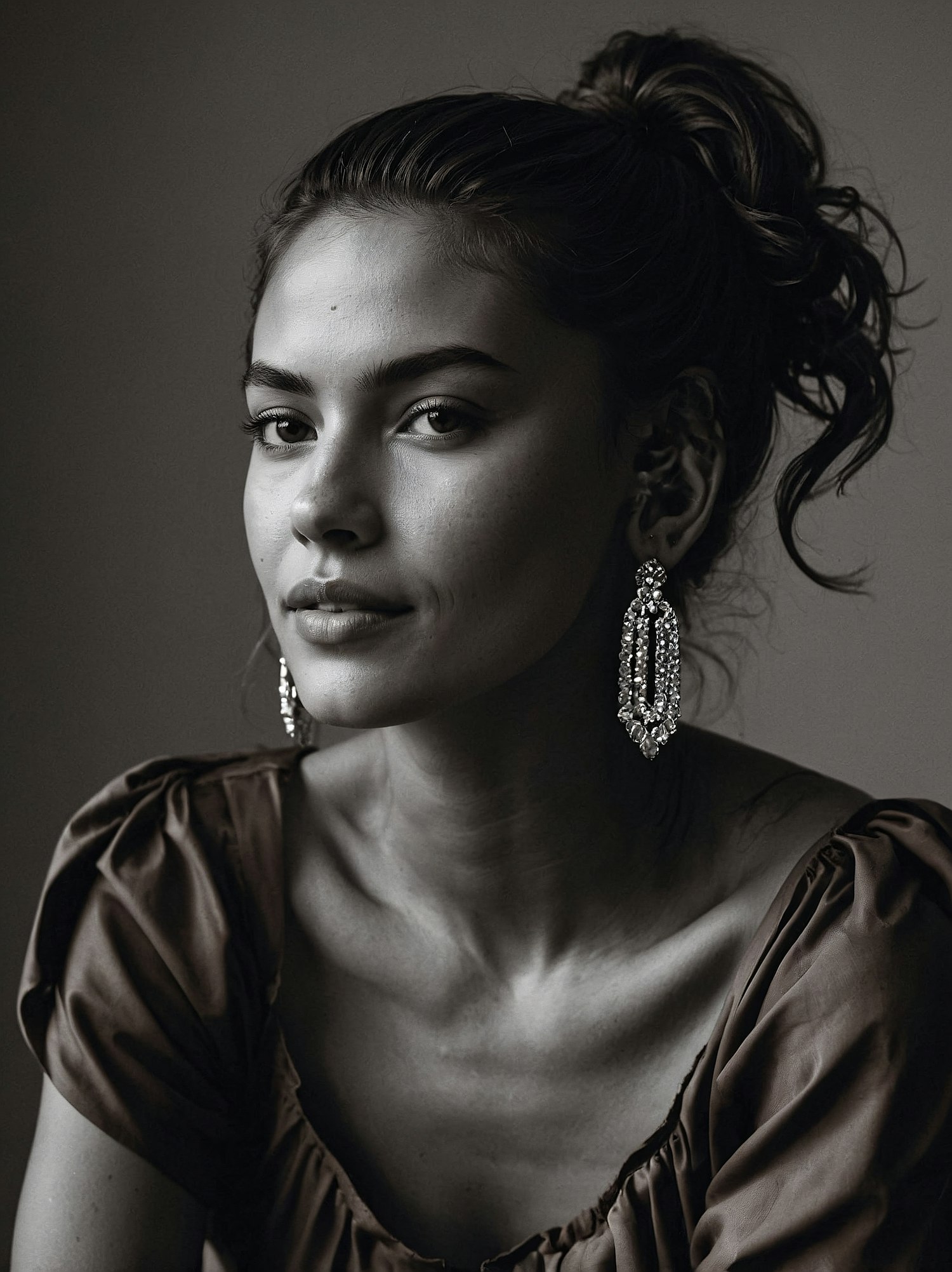 Serene Woman in Black and White