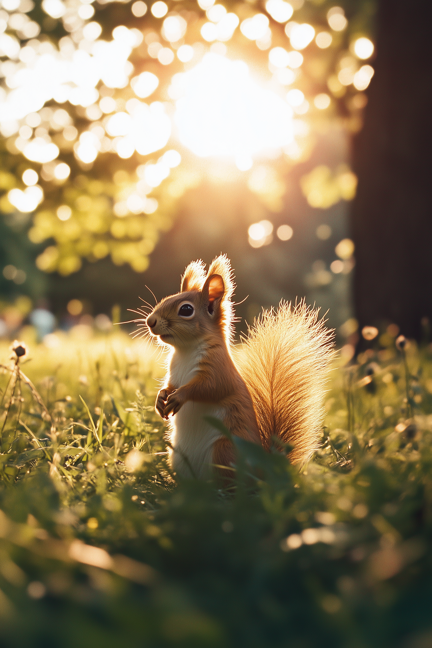 Squirrel in Sunlit Meadow