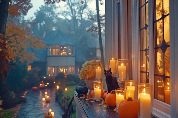 Cozy Autumnal Scene with Cat