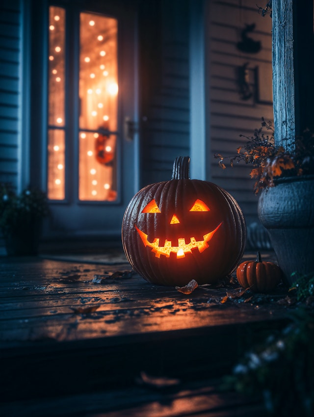 Halloween Pumpkin on Porch