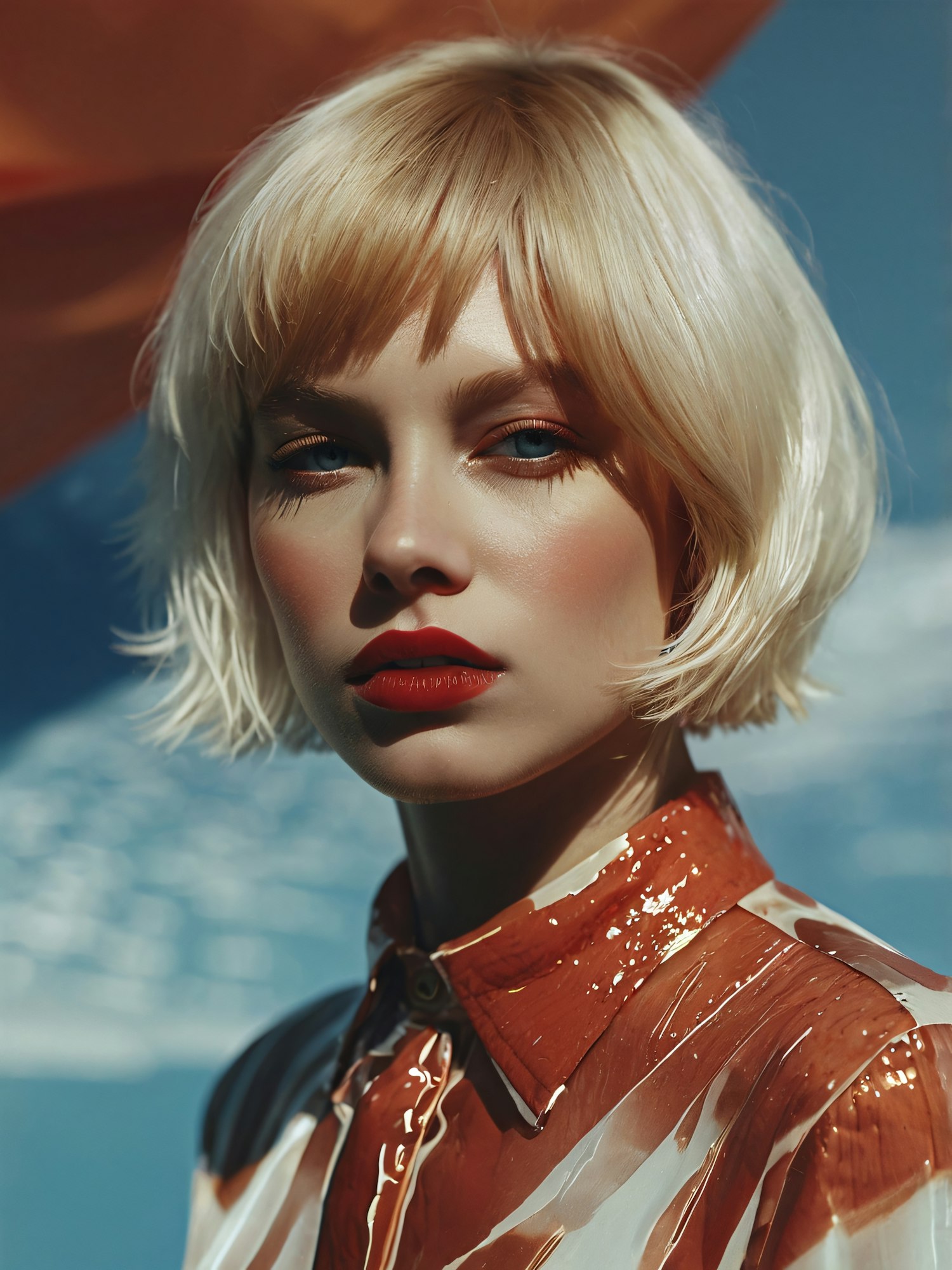 Striking Portrait with Platinum Blonde Hair