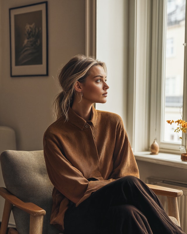 Contemplative Young Woman by the Window