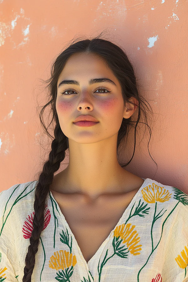 Woman in Floral Blouse