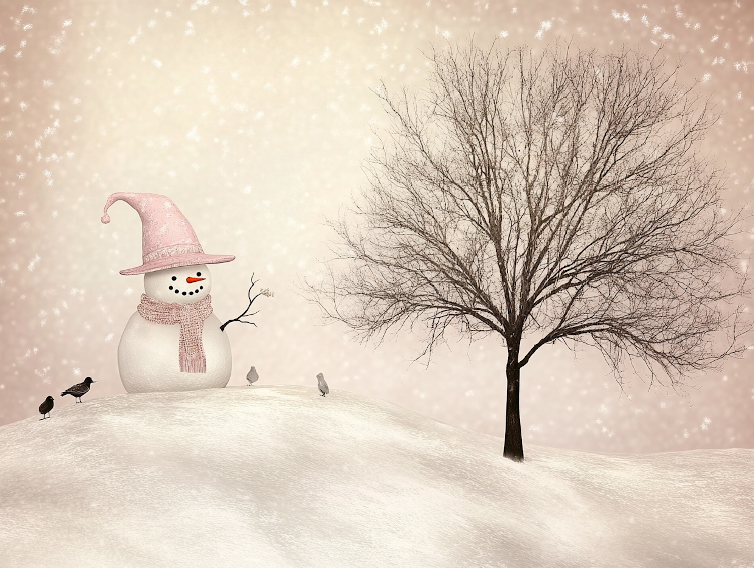 Whimsical Snowman in Winter Wonderland