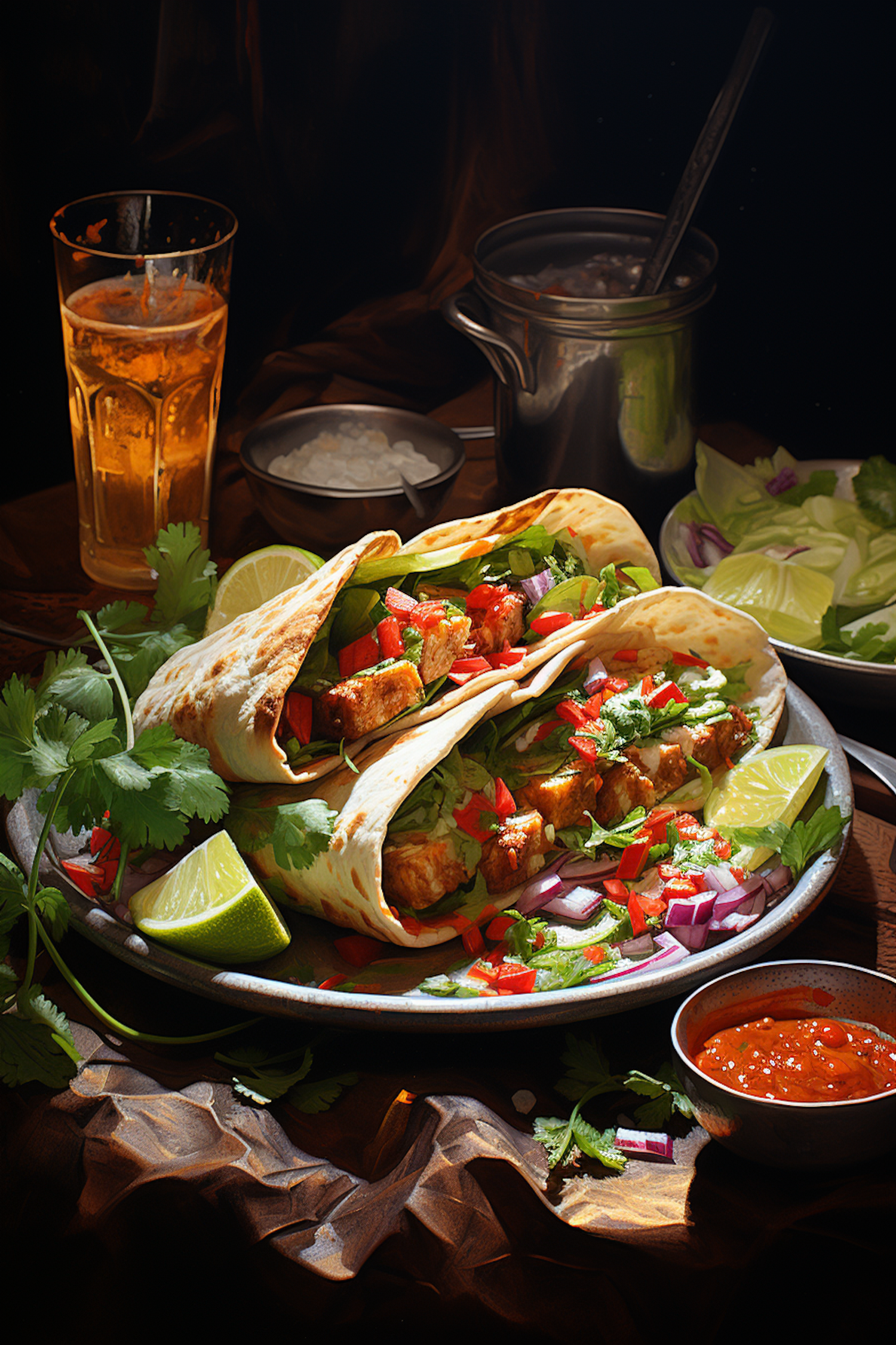 Rustic Grilled Chicken Tacos with Salsa and Lime