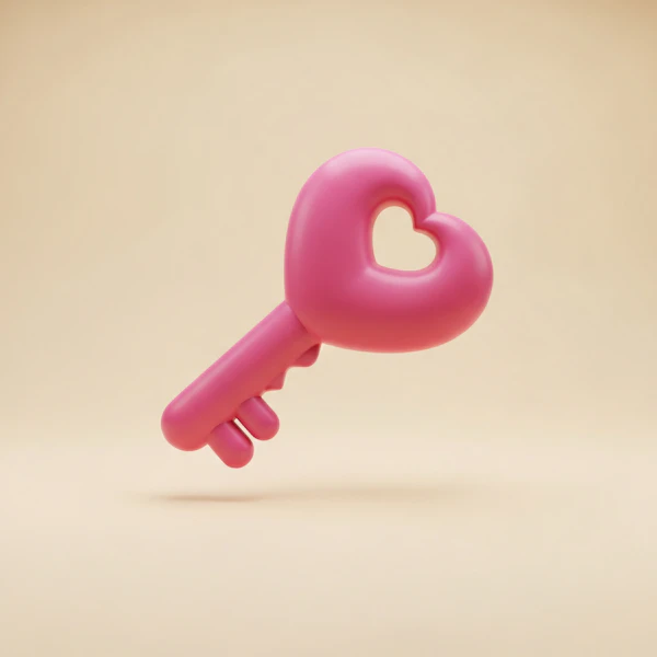 Heart Key on Beige