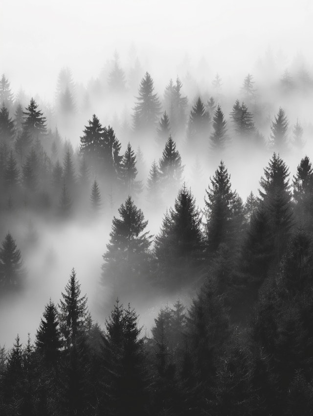 Serene Misty Woodland