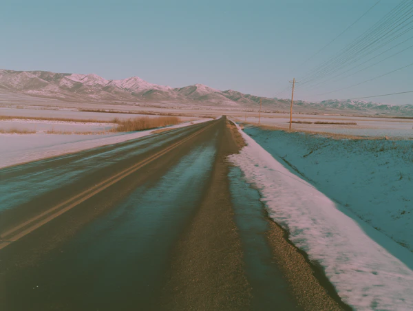 Serene Winter Snow Road
