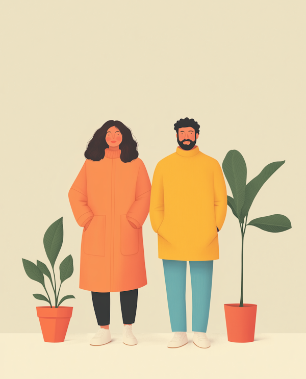 Illustrated Characters with Plants