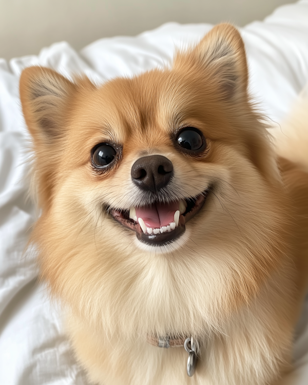 Close-up of a Joyful Pomeranian