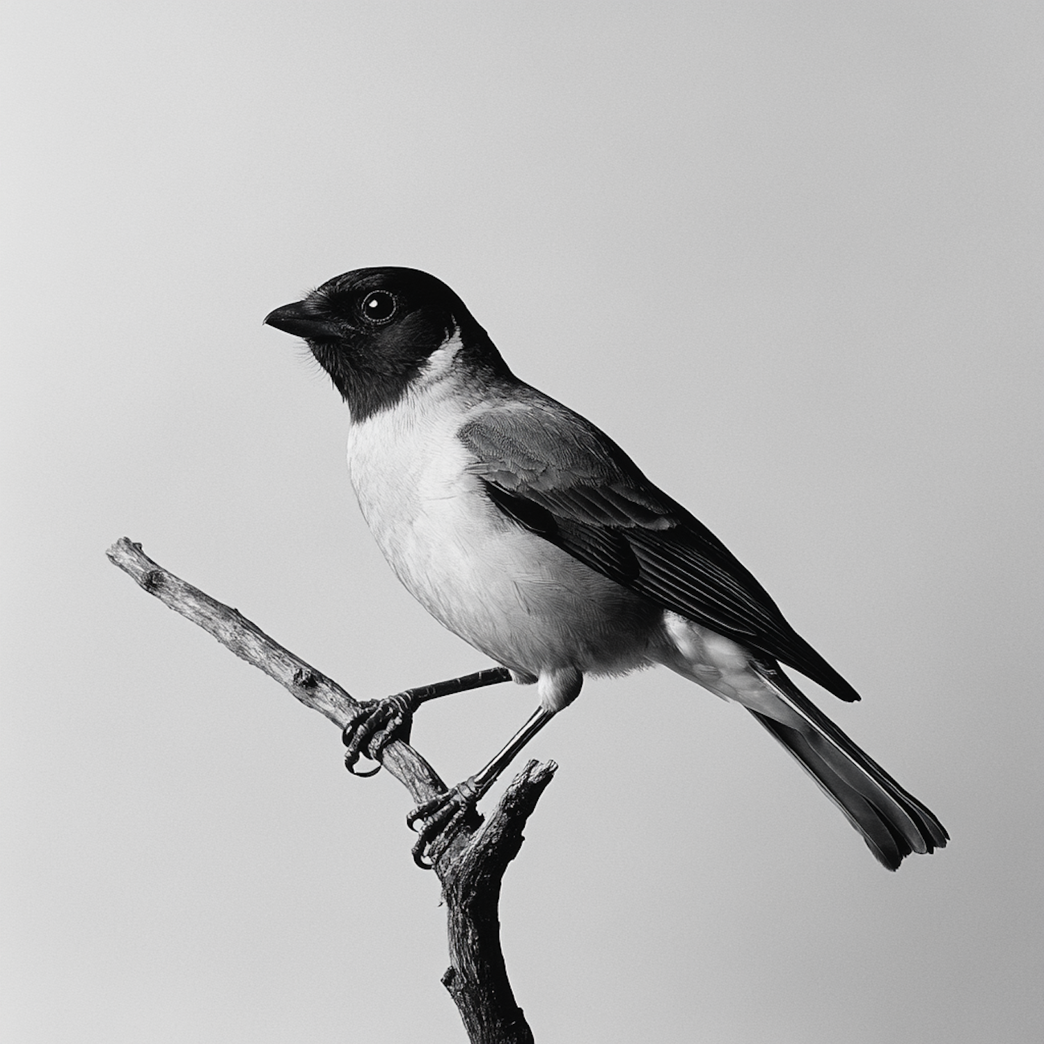 Monochrome Bird on Branch