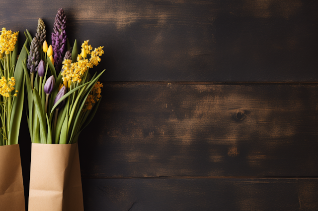 Elegant Spring Bouquets on Dark Wood