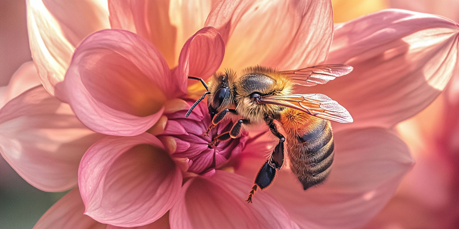 Bee on Pink Flower