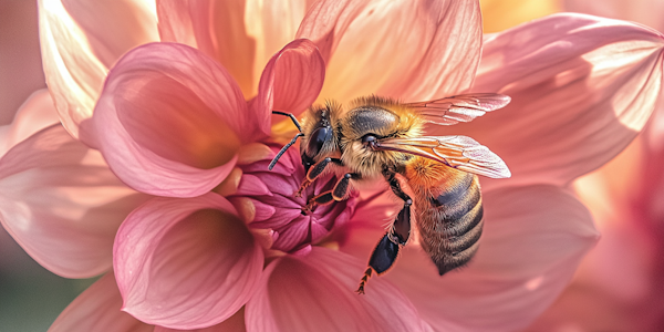 Bee on Pink Flower