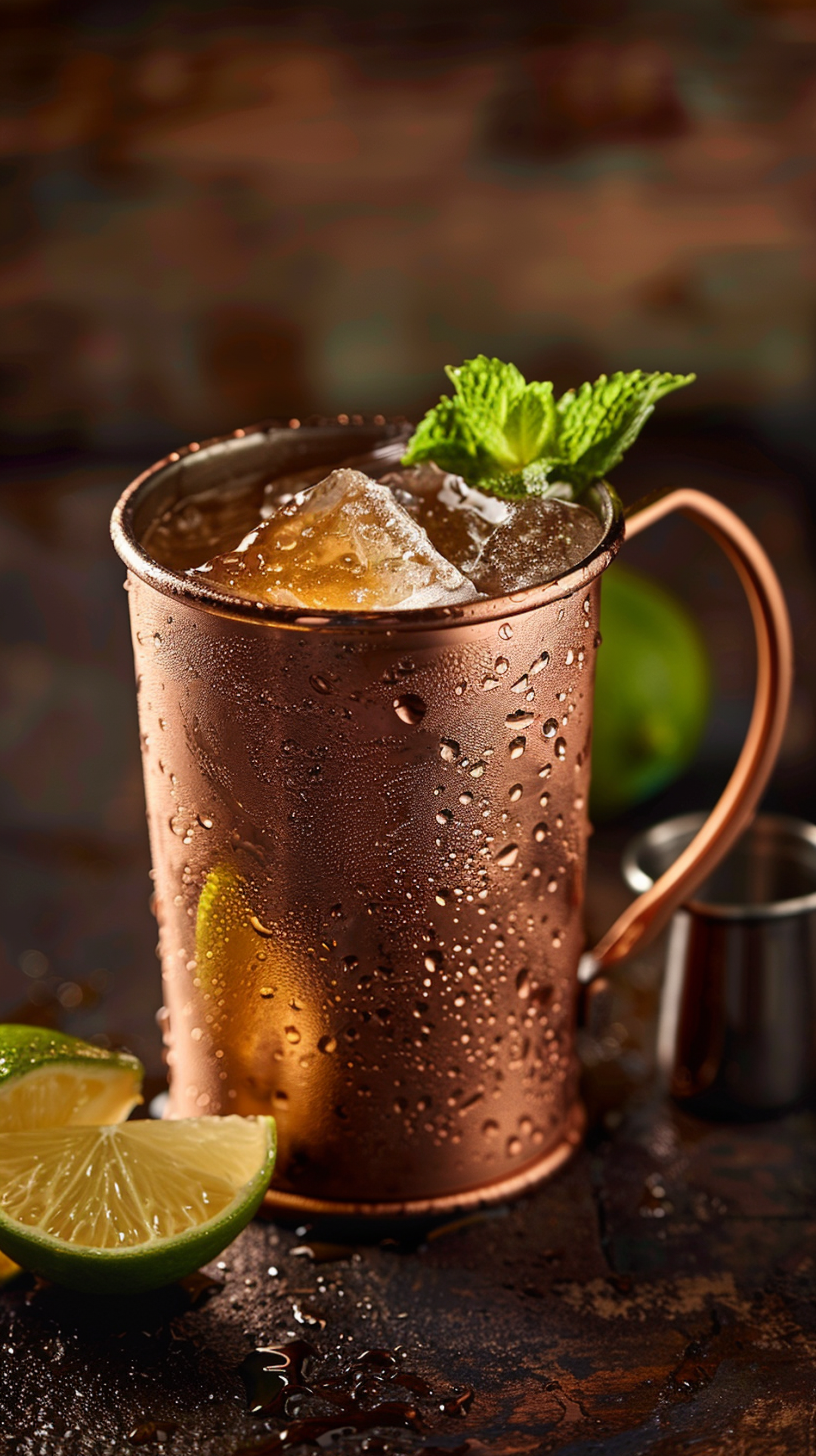 Chilled Copper Mug Drink with Mint and Lime