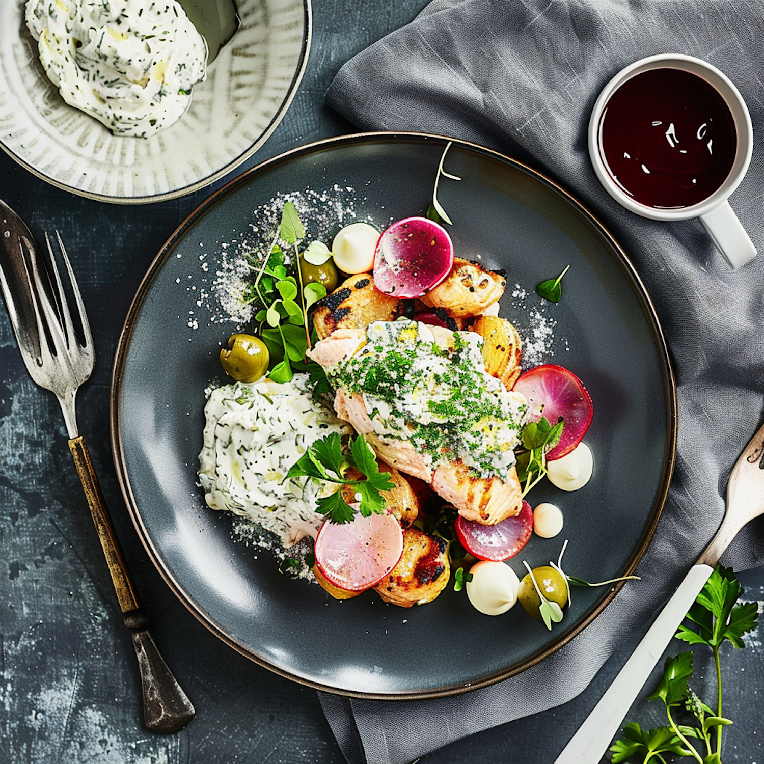 Elegant Grilled Salmon Dinner Presentation