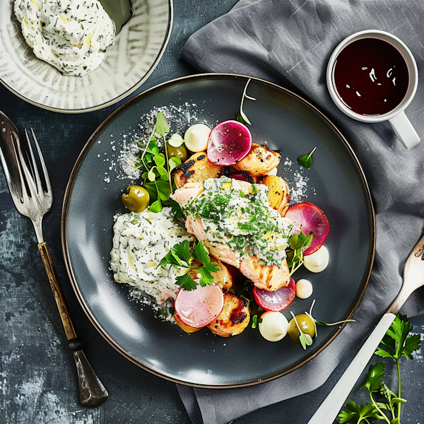 Elegant Grilled Salmon Dinner Presentation