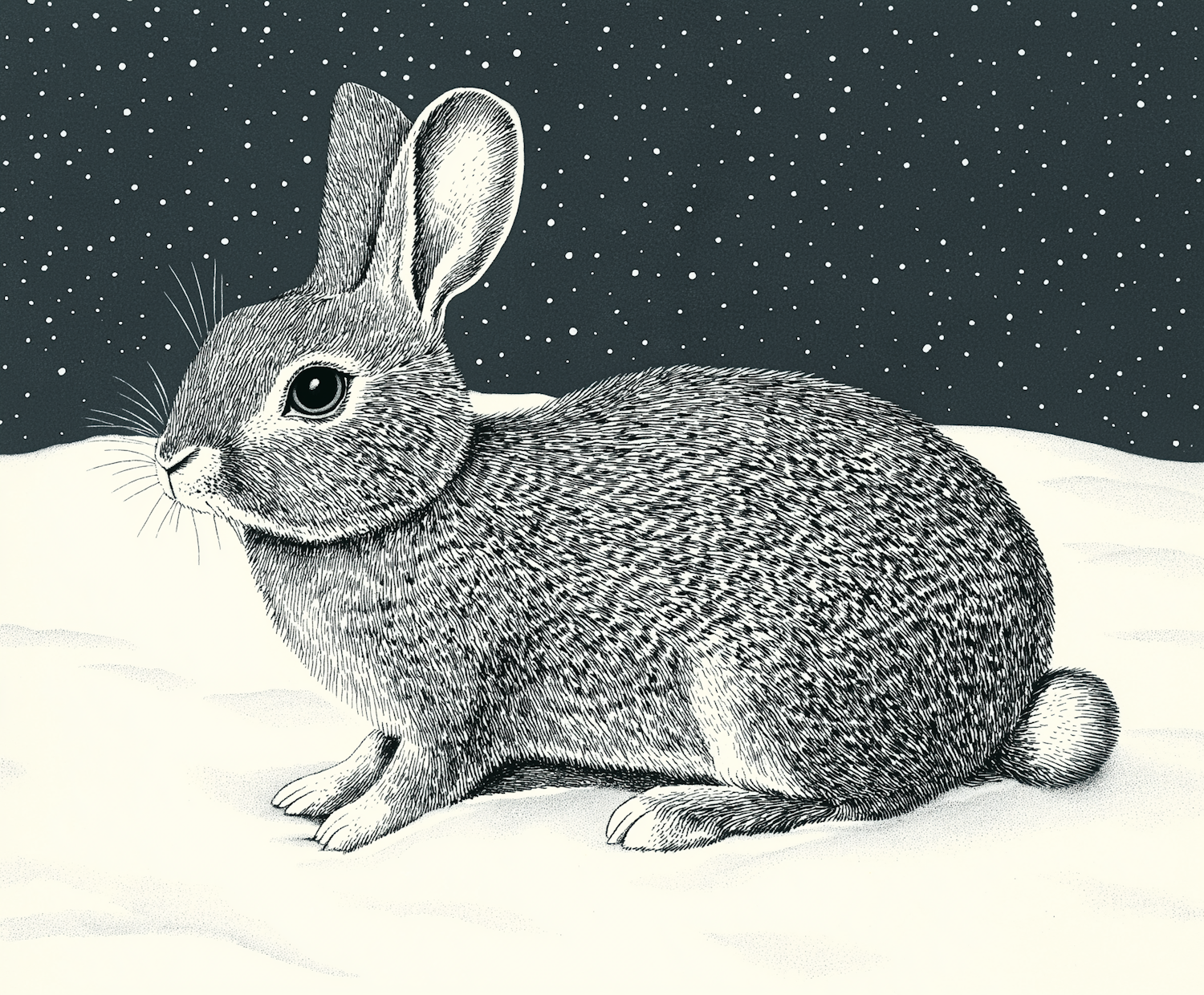 Rabbit in Snowy Landscape