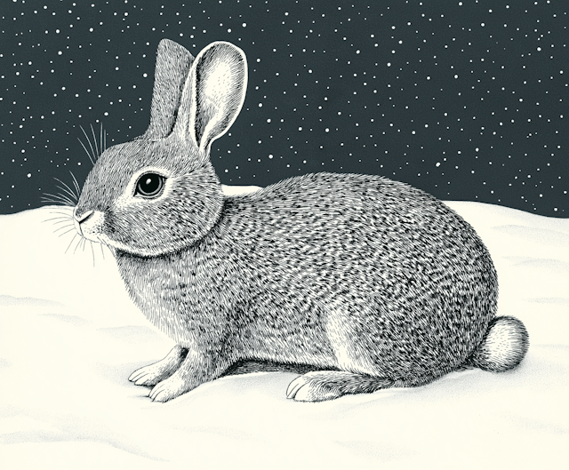 Rabbit in Snowy Landscape