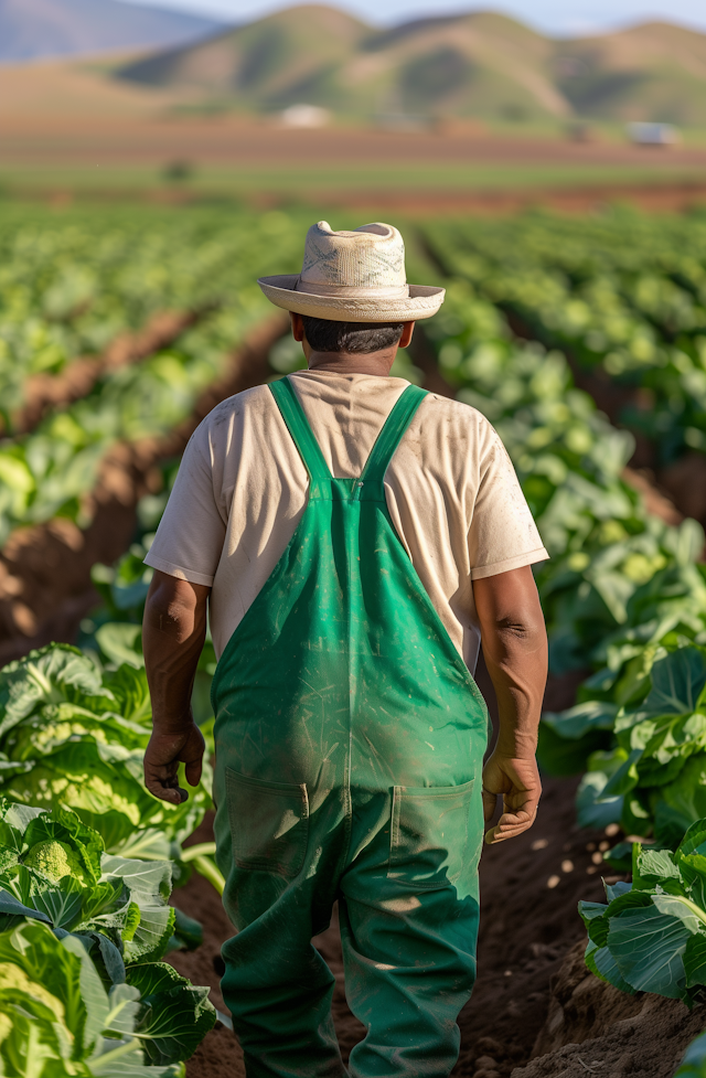 Farm Worker Overseeing Crops