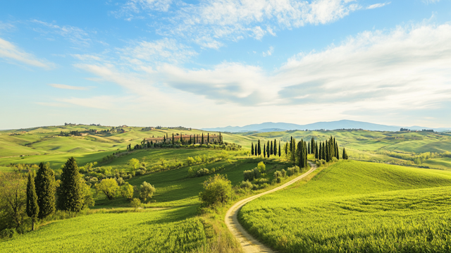 Serene Landscape with Cypress Trees