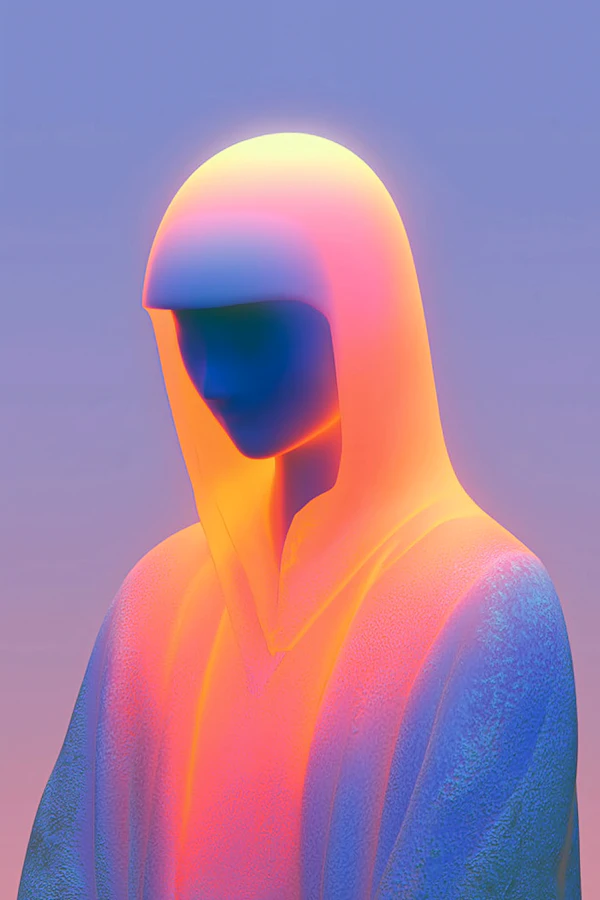 Gradient Hooded Figure